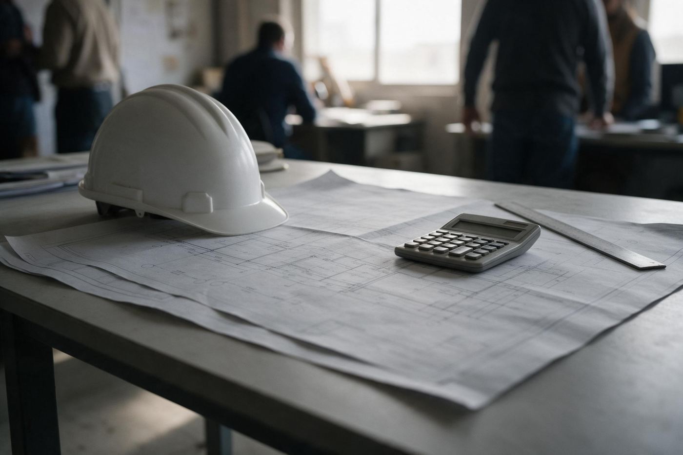 Planos de un proyecto de inversión sobre una mesa técnica